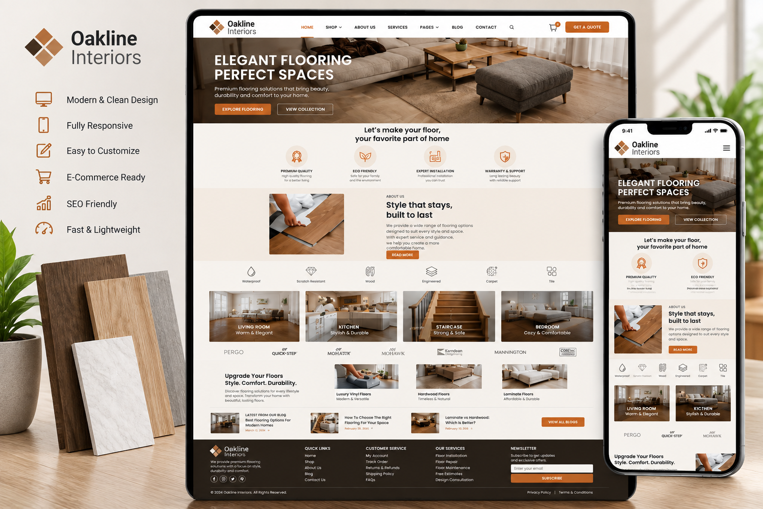 Oakline Interiors flooring website template