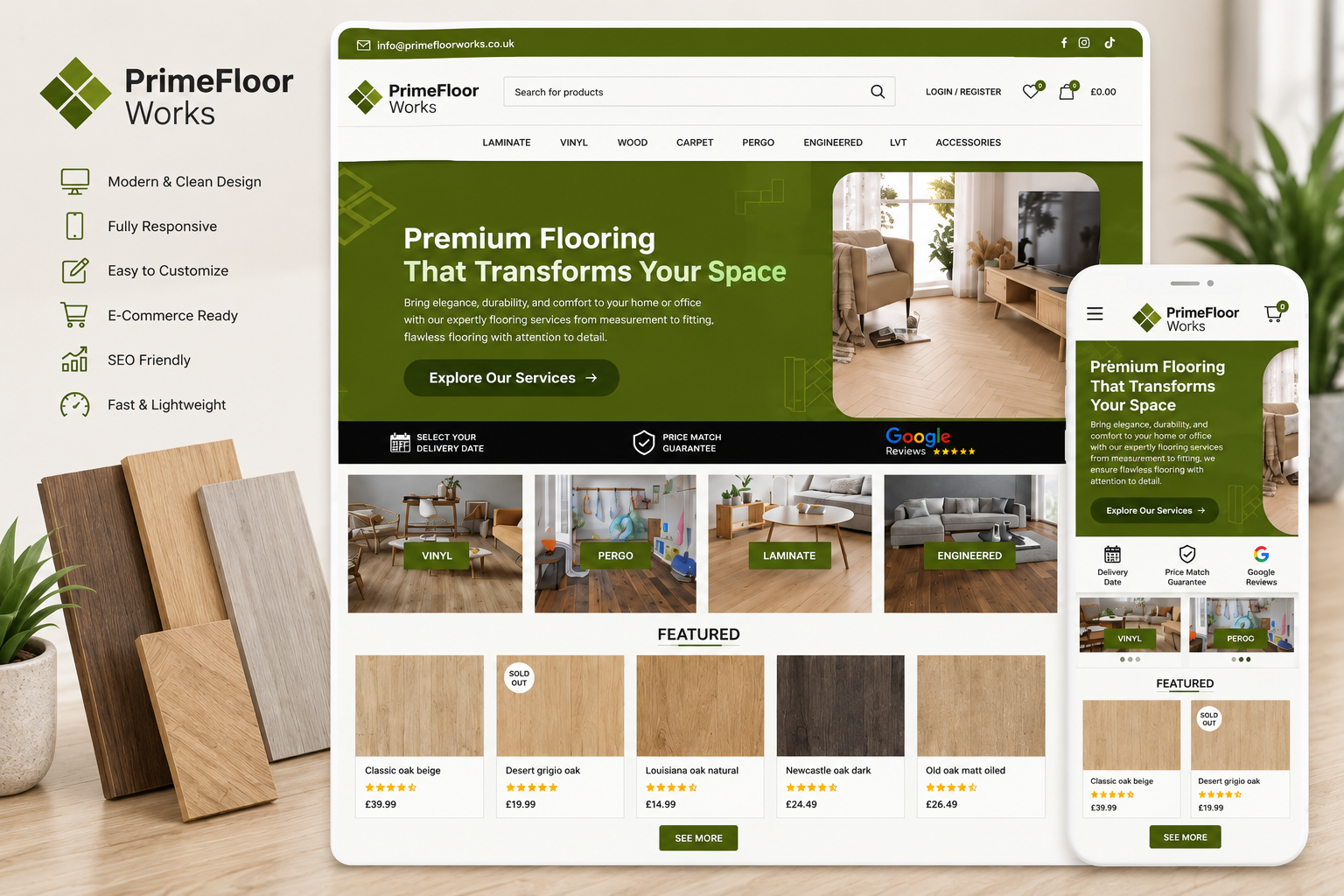 PrimeFloor Works flooring website template