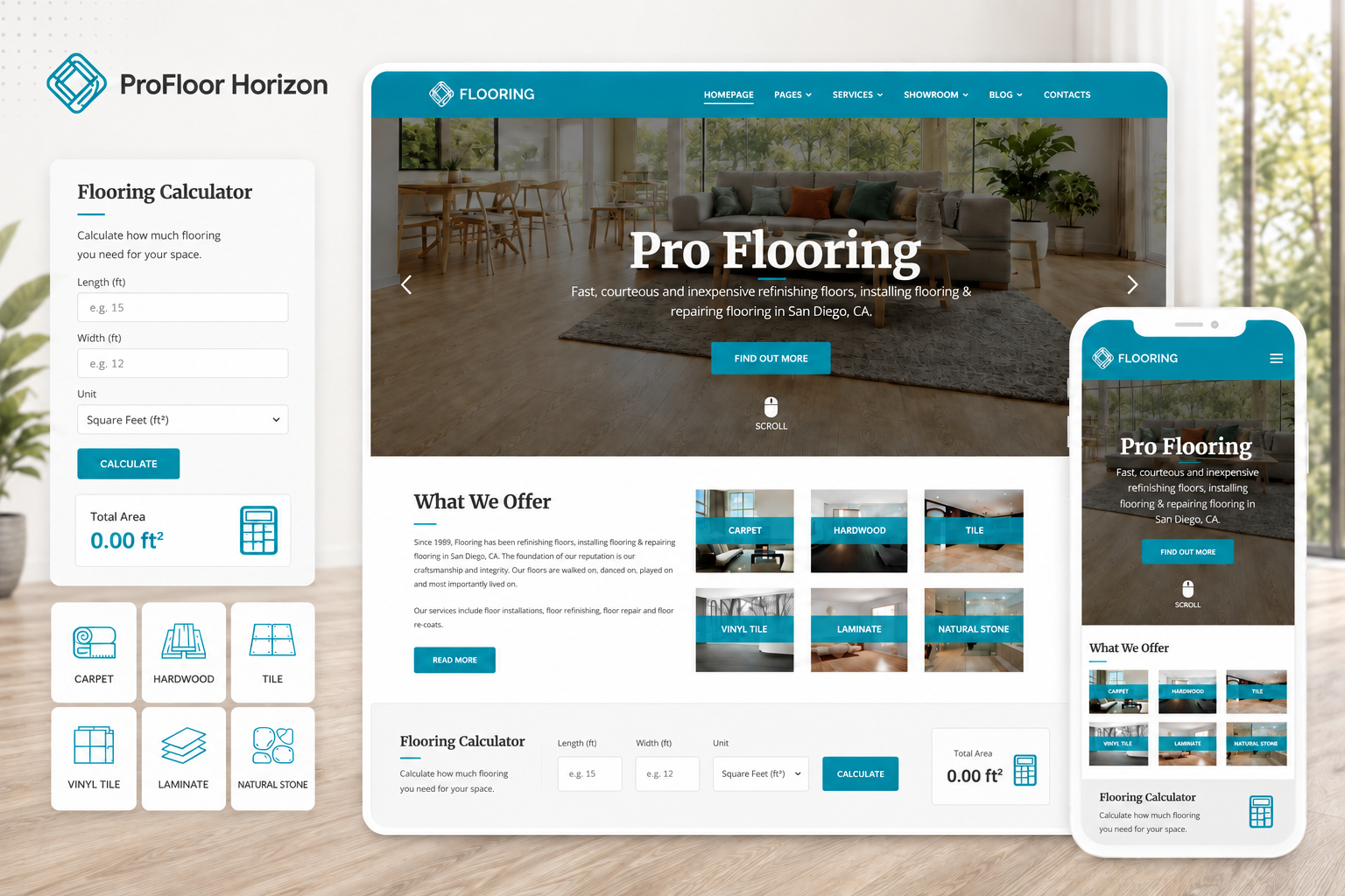 ProFloor Horizon flooring website template