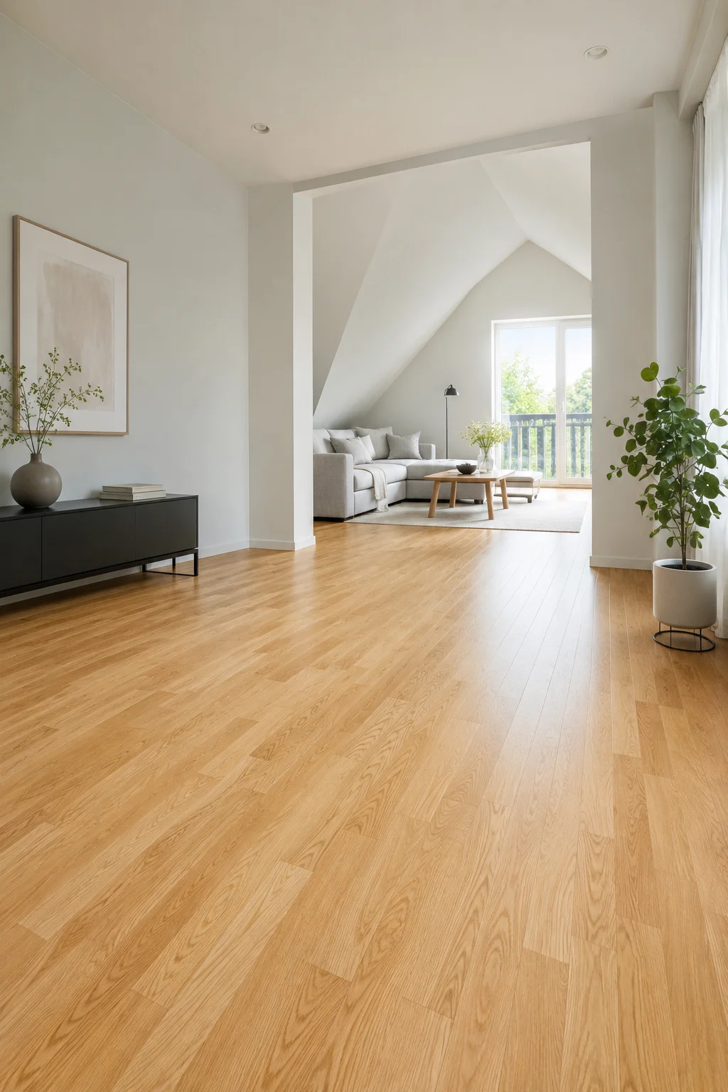Modern living room with premium wooden flooring
